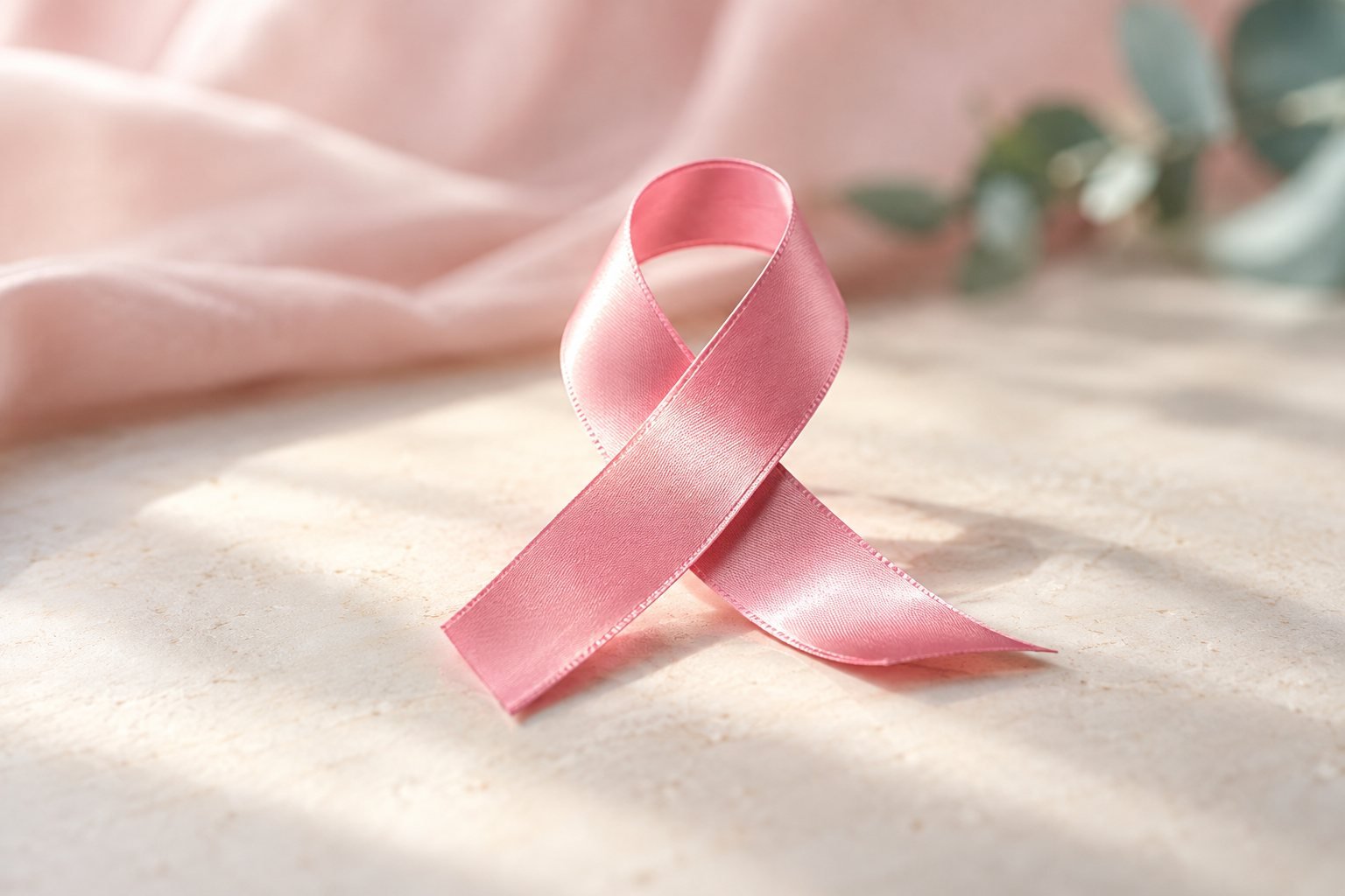 Lazo rosa de concientización sobre el cáncer de mama
